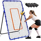 Volleyball Rebounder Net, 5 Angles Volleyball Bounce Back Training Equipment with Durable Sandbags & Metal Stakes for Lacrosse, Baseball, Soccer Practicing - 7x4 Ft