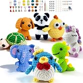 Cosminy Crochet Kit for Beginners Kids &amp; Adults, 8 Pcs Amigurumi Animals Crochet Kit, Step-by-Step Video Tutorials &amp; Yarn, Christmas Birthday Holiday Gift