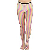 ToBeInStyle Women's Vibrant Rainbow Multicolor Fashion Tights - Fun Novelty Sheer Stockings