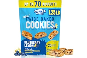 Cooper Street Italian Biscotti Cookies - Twice Baked Biscotti Style Cookie Biscuits in Delicious Blueberry Lemon Flavor | Crispy, Light and Healthy Cookies | Peanut & Dairy Free | 20oz | 1 Pack