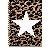 GTYNU Trendy Preppy Leopard Print Star Notebook Journal, Leopard Print Gifts for Women, Funky Y2K Aesthetic Cheetah Notebook for Note Taking, Girly Preppy Office Supplies, 5.5x8.3 Inch