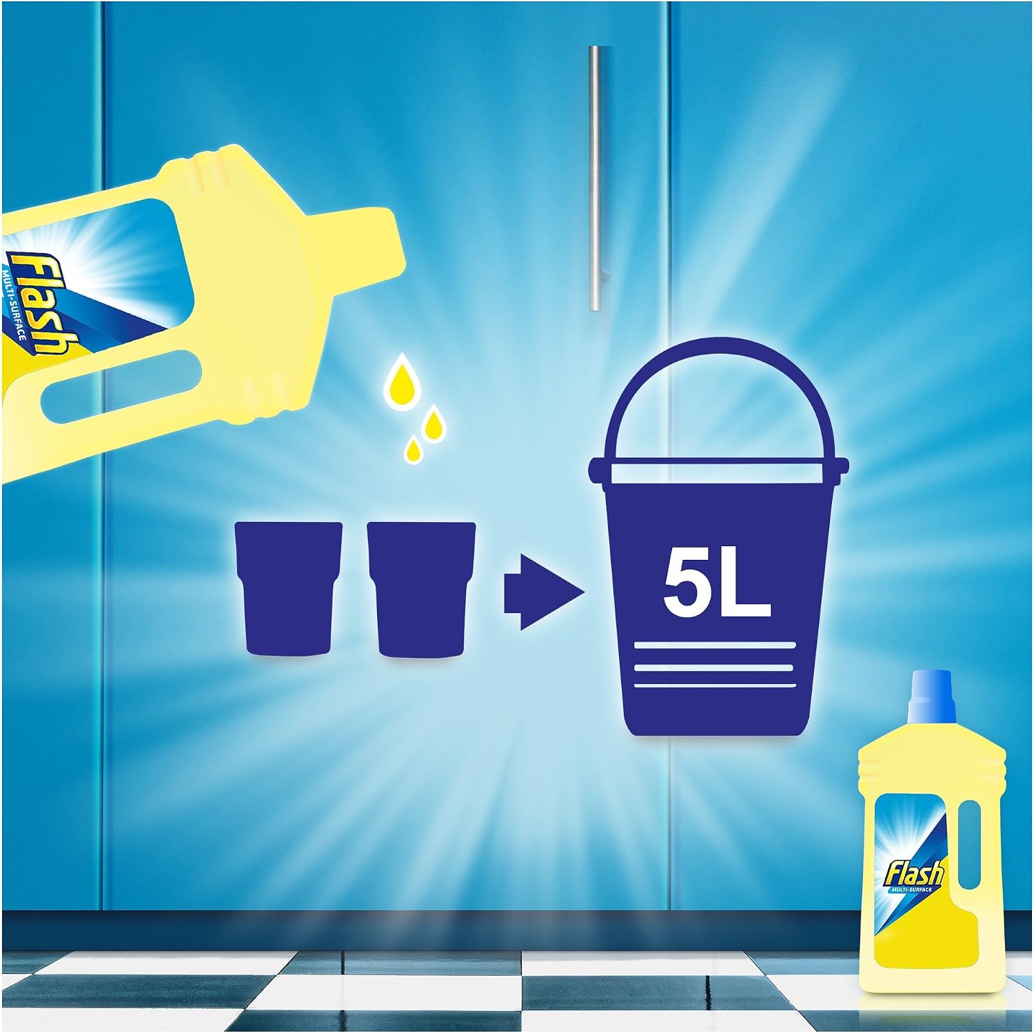 Flash All Purpose Multi Surface Cleaner, Floor Cleaner Liquid, Cherry Blossom, 7.8 Litres (1.3 L x 6), 1.3 l (Pack of 6) - Image 3