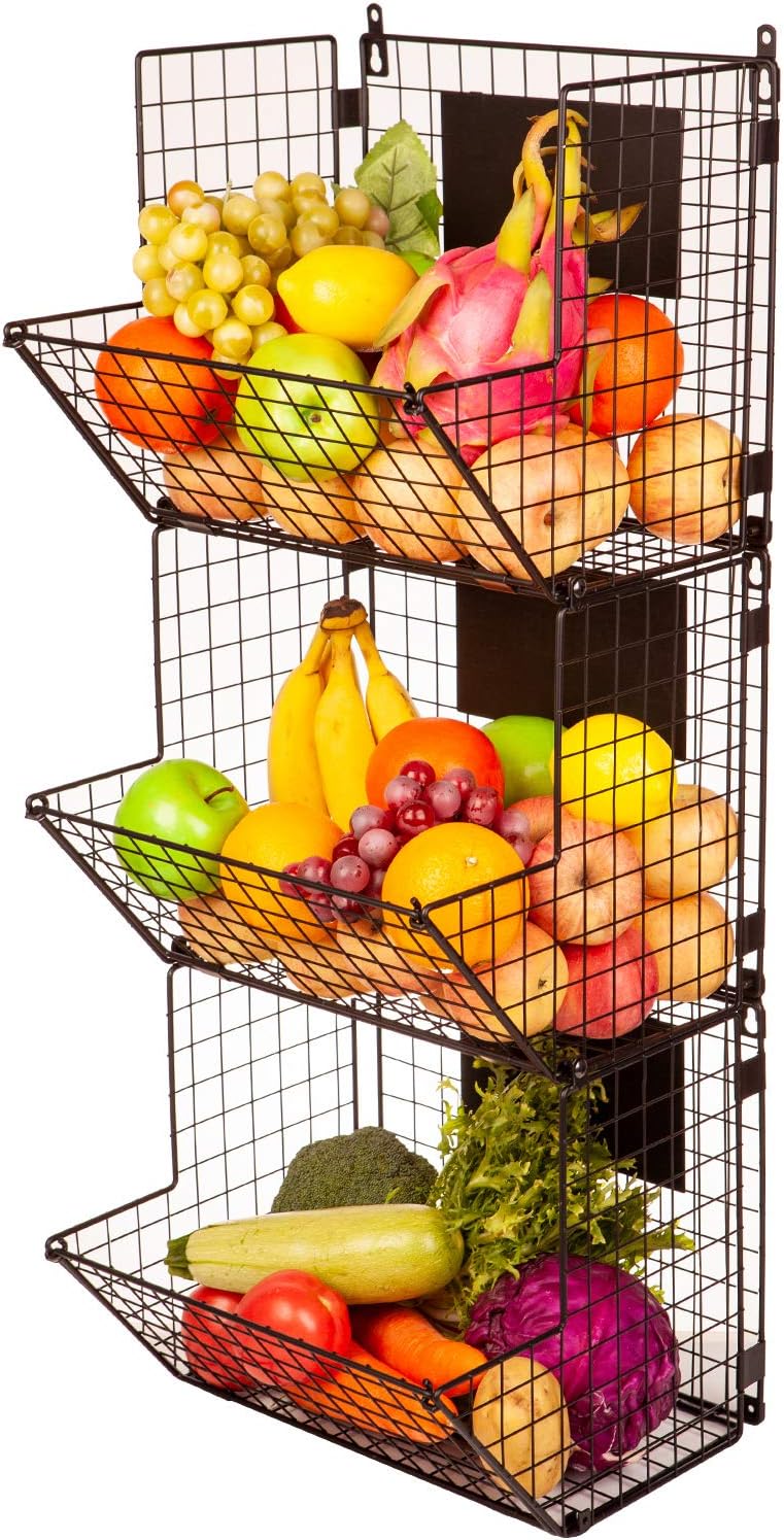 3 Tier Hanging Wire Basket Set of 3 Kitchen Baskets for Single or