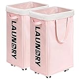 Goodpick Pink Laundry Baskets with Wheels