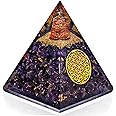 Anaya Agate Orgone Pyramid – Handmade Amethyst Crystal Orgone Pyramid – Orgonite Pyramid with Amethyst Stone, Flower of Life – Healing Crystal Pyramid for Spiritual Wisdom and Awakening