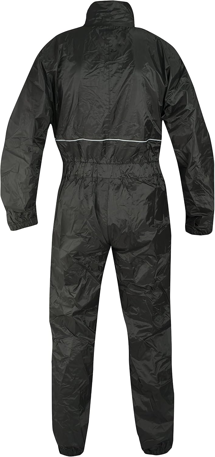 A-Pro One-Piece Motorcycle Rain Suit Waterproof Trousers and Jacket - Size L, Black - Image 4