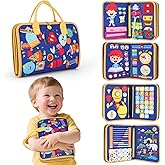 Montessori Busy Book for Toddlers Age 3-5, 12-in-1 Toddler Learning Activities, Preschool Educational Sensory Toys, Travel Airplane Car Toy , Fine Motor Skills Book, Birthday Gift for Boys Girls