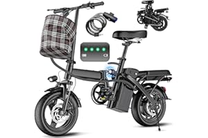 LELEKUAI Electric Bike for Adults and Teens, 560W Motor 24MPH Compact Commuter Folding Ebike, 32 Miles Range, 48V 10Ah Battery, 3-Level Pedal Assist, 14" Foldable Mini Electric Bicycle, UL 2849 Certified