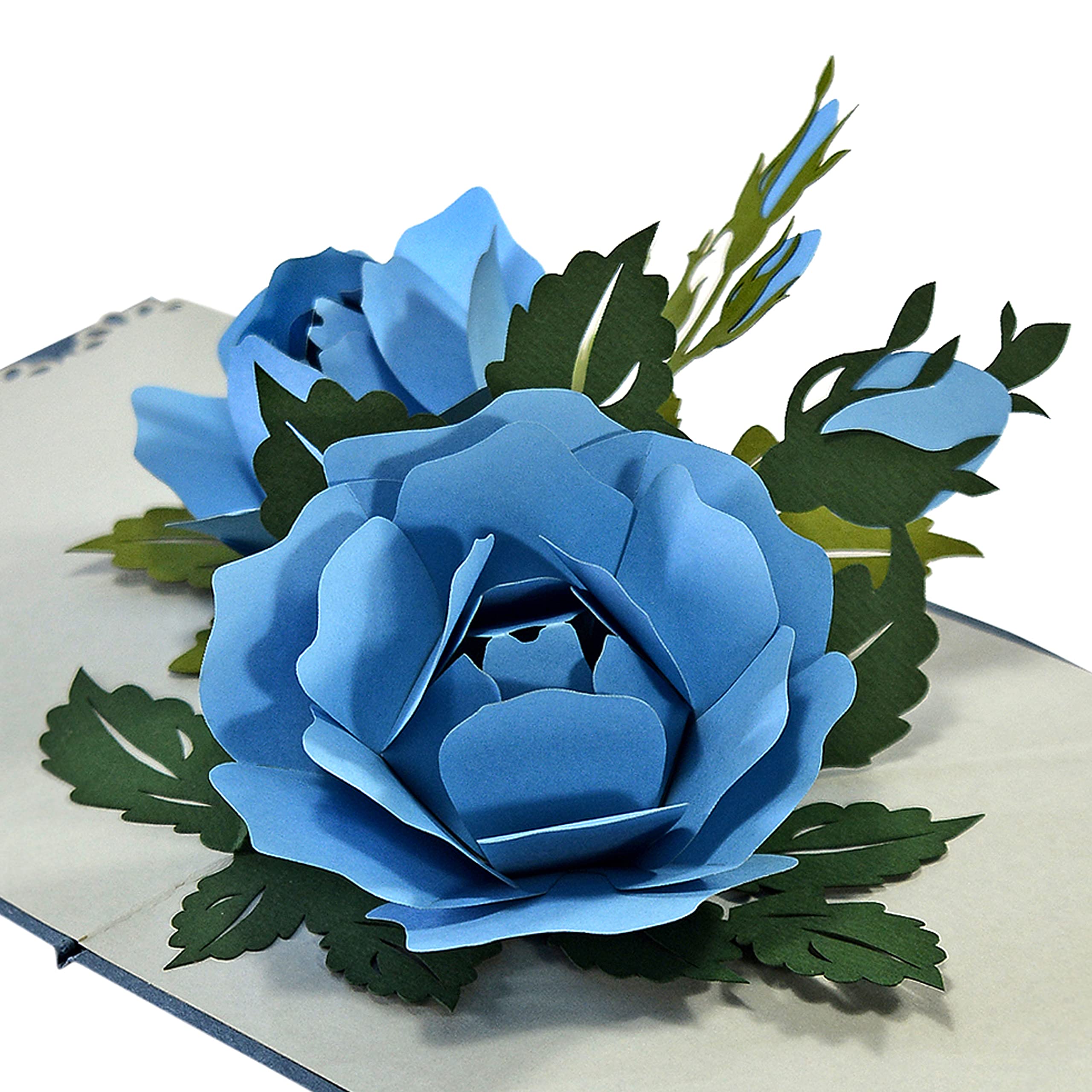 CUTPOPUP Blue Roses Birthday Cards for Women, Mothers Day Card Pop Up, Flowers 3D Gifts for Her, Wife Mum Daughter Sister Grandma Mothers Day Valentines Anniversary US8-FL089-UK