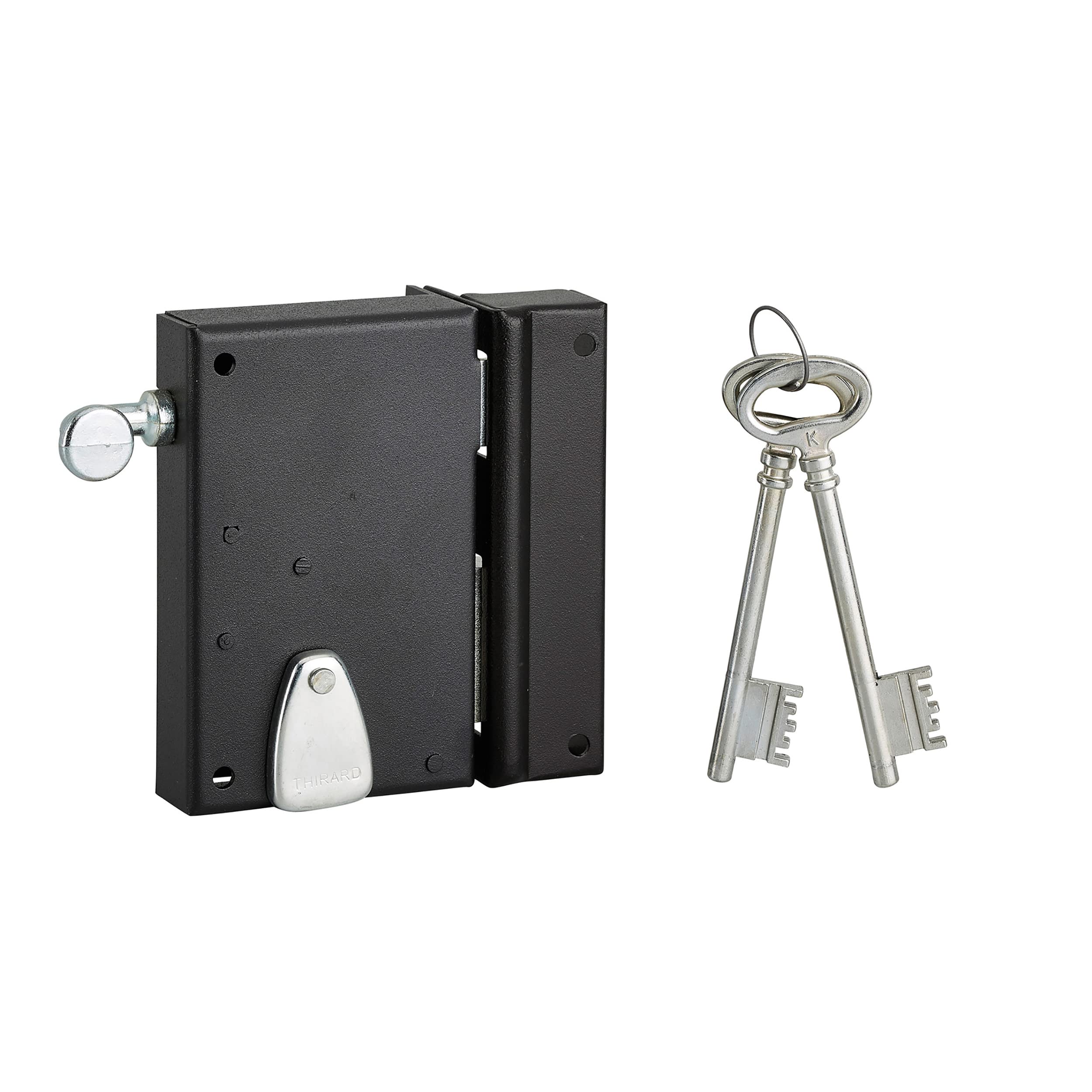 THIRARD FABRICANT DE SECURITE DEPUIS 1920 Thirard 00900132 70 x 110 mm Right-Handed Steel Case and Strike-Straight Draw Version-Applique Locks-Vertical Wall Light, Black