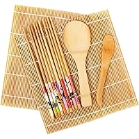 Fu Store Sushi Making Kit Set 9 PCS-Sushi Rolling Mats Rice Paddle Rice Spreader Sushi Roller Bamboo Beginner Sushi…