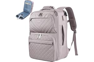 EMPSIGN Carry on Travel Backpack for Women & Men, 17 inch Large TSA Friendly Laptop Backpack with USB Port, Airline Approved Carry On Luggage, Travel Essentials, Weekender Overnight Bags, Grey Pink