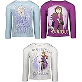 Disney Frozen Elsa and Anna Girls 3 Pack Long Sleeve Shirt for Toddler and Little Kids
