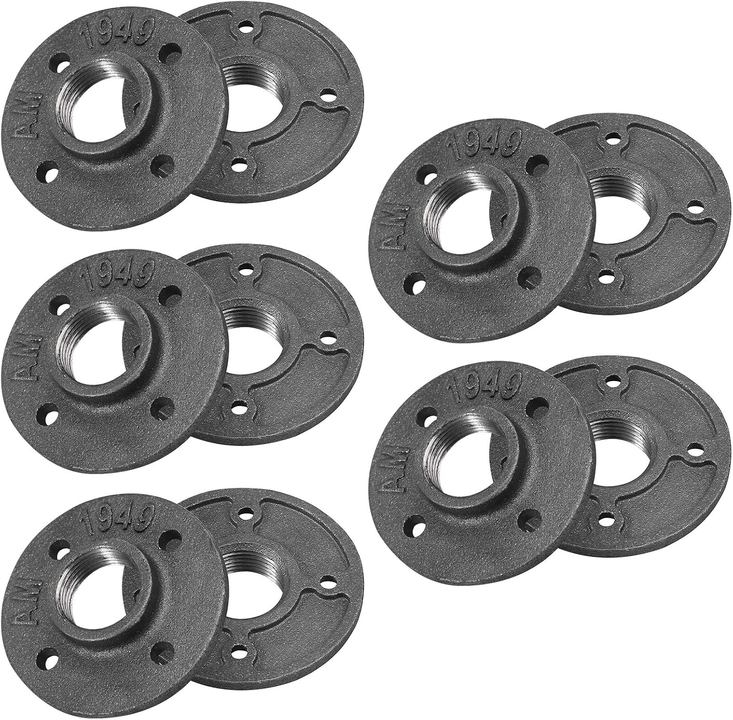 1" Reinforced Malleable Threaded Floor Flange Iron Pipe Fittings, Black, 1"BSP