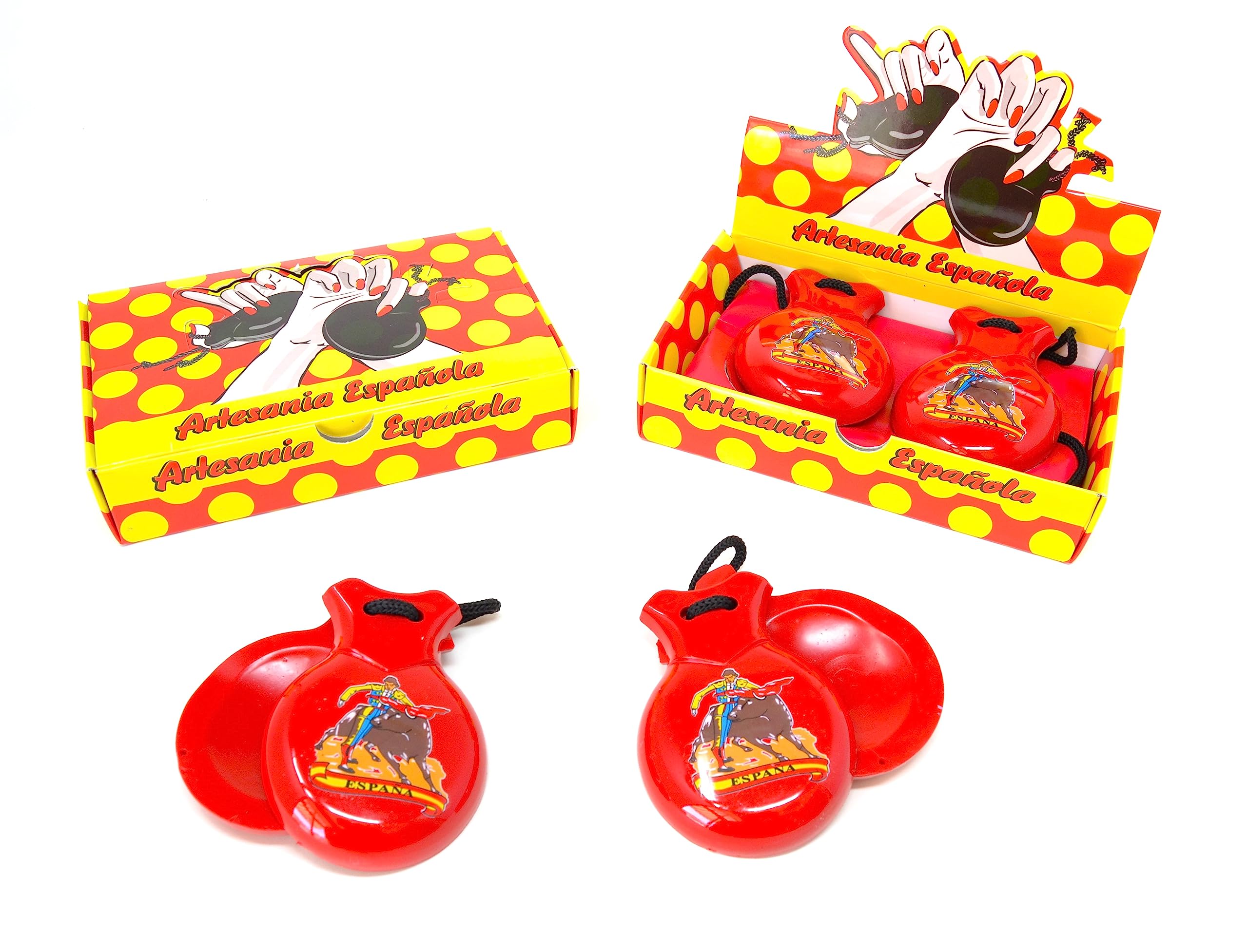 SPANISH RED CASTANETS FOR ADULTS CASTANETS BAILE FLAMENCO FLAMENCO Flamenco or Sevillanas Plastic with presentation box