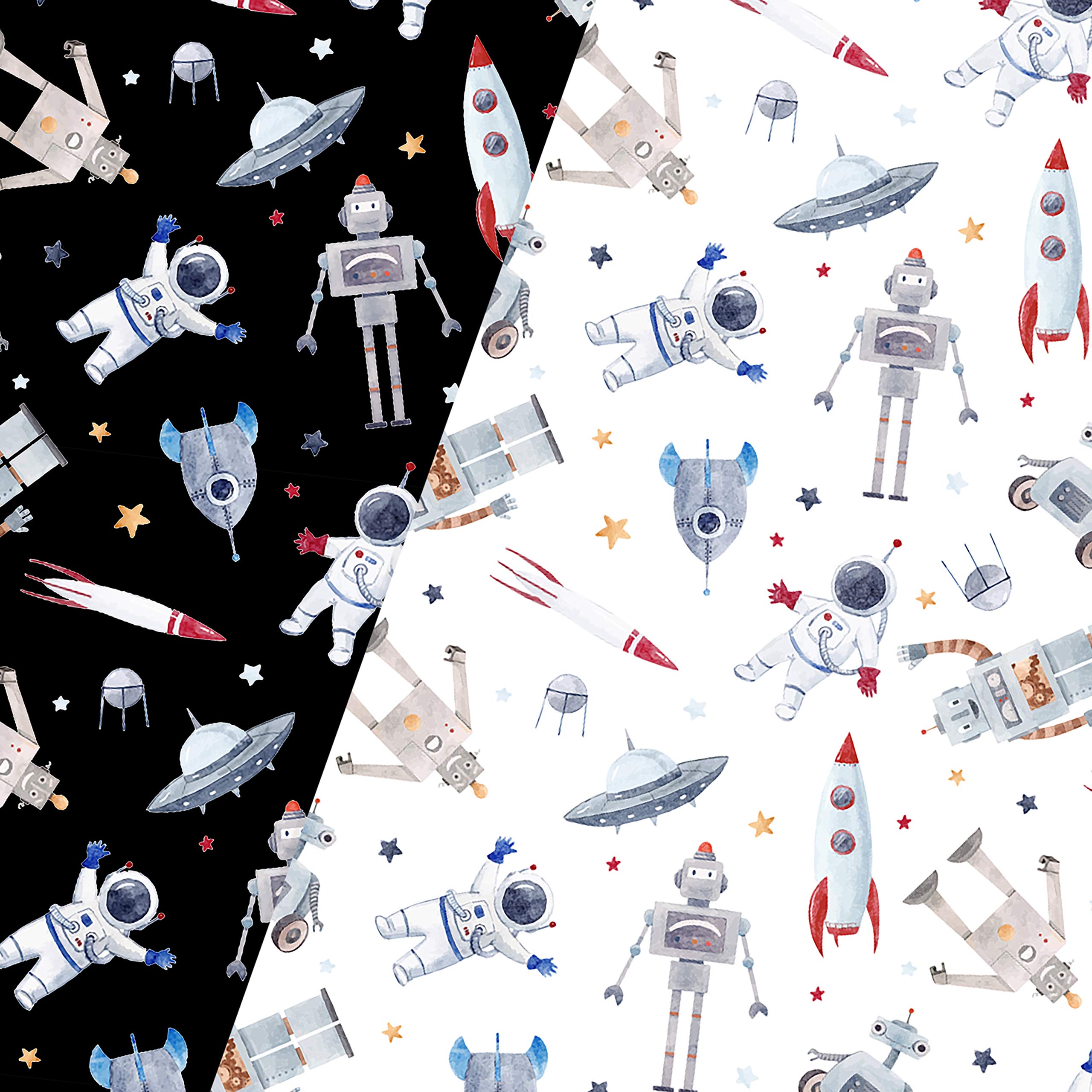 Rustic Robin Gift Wrapping Paper 8 Sheets Space, Astronauts & Aliens Designs 10 Gift Cards 50cmx70cm 80gms Thickness Birthday Occasion