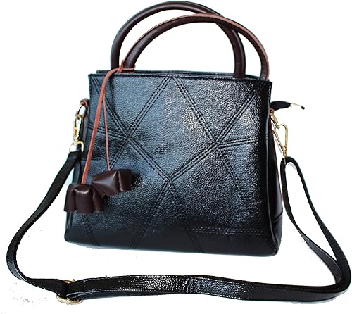 Amazon 本革クロスデザインハンドバッグ ショルダーバッグ ブラック ジーハナ G Hana レディースバッグ 財布