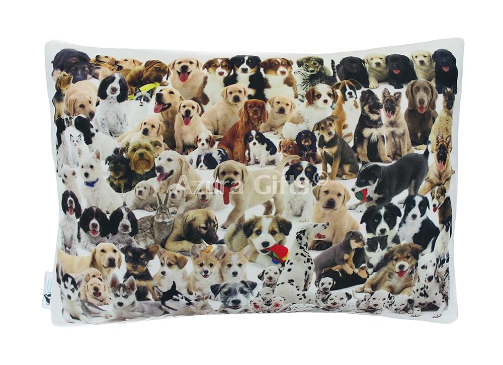 Mixed Dogs Rectangular Cushion, Handmade By Creature Comforts Direct