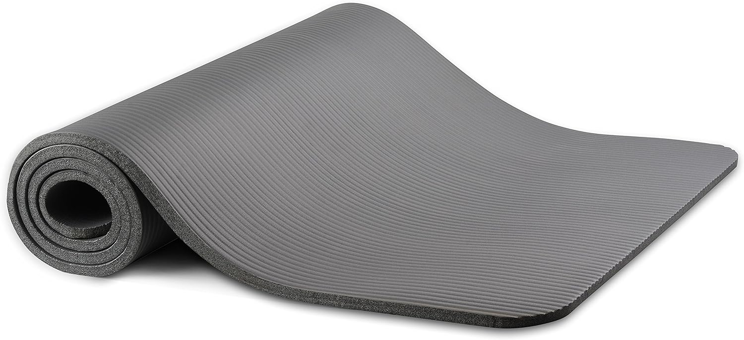 Everyday Essentials 1/2-Inch Extra Thick High Density Anti-Tear Exercise Yoga Mat with Carrying Strap, Gray : Sports & Outdoors