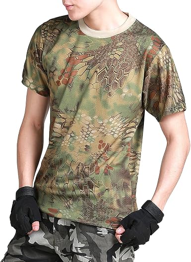 Amazon Co Jp ガンフリーク Gun Freak 迷彩柄 半袖 Tシャツ タクティカル ストレッチ メッシュ サバゲー マンドレイク グリーン M ホビー