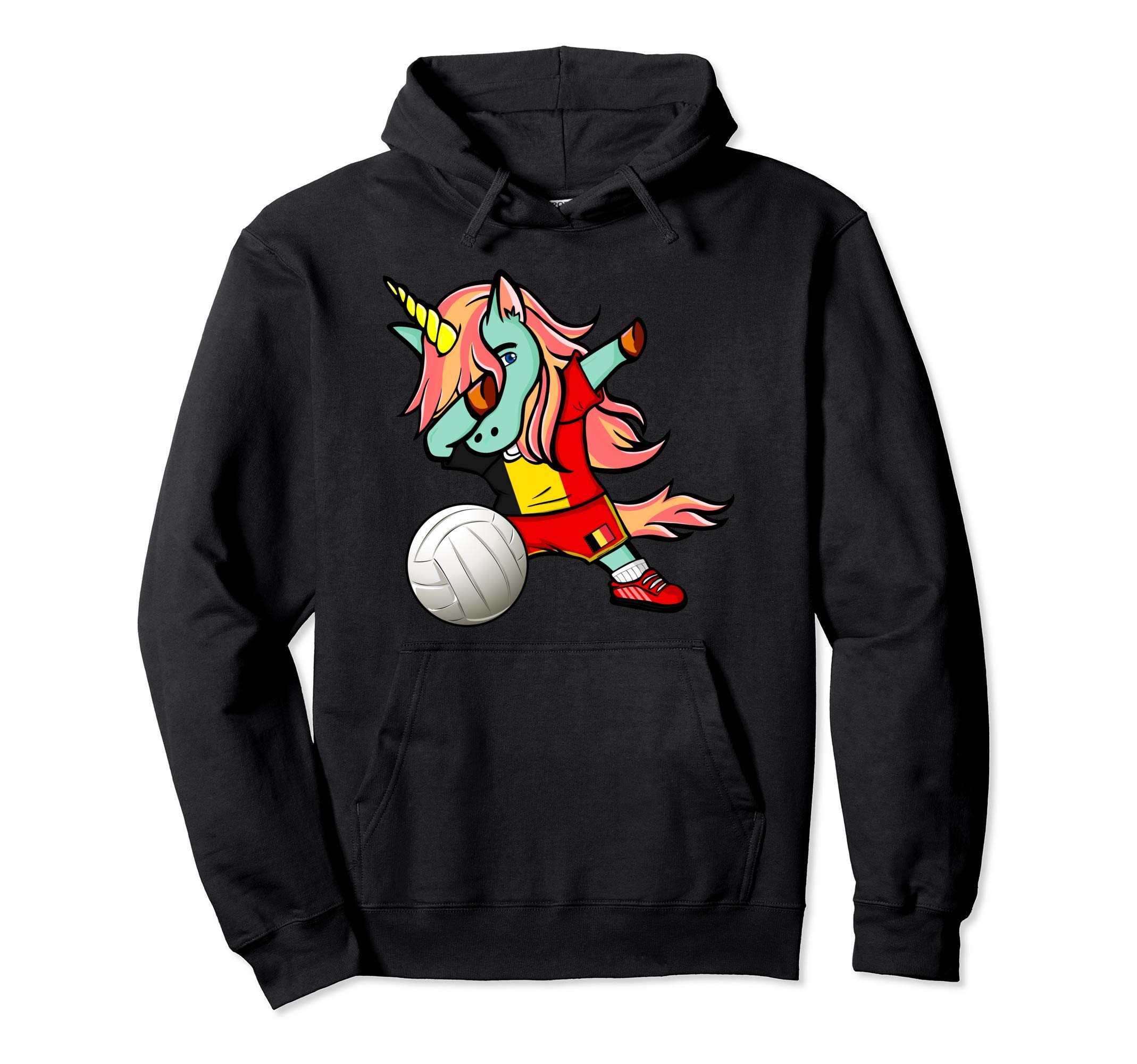 Dabbing Unicorn Belgium Volleyball Lover Jersey Belgian Flag Pullover Hoodie
