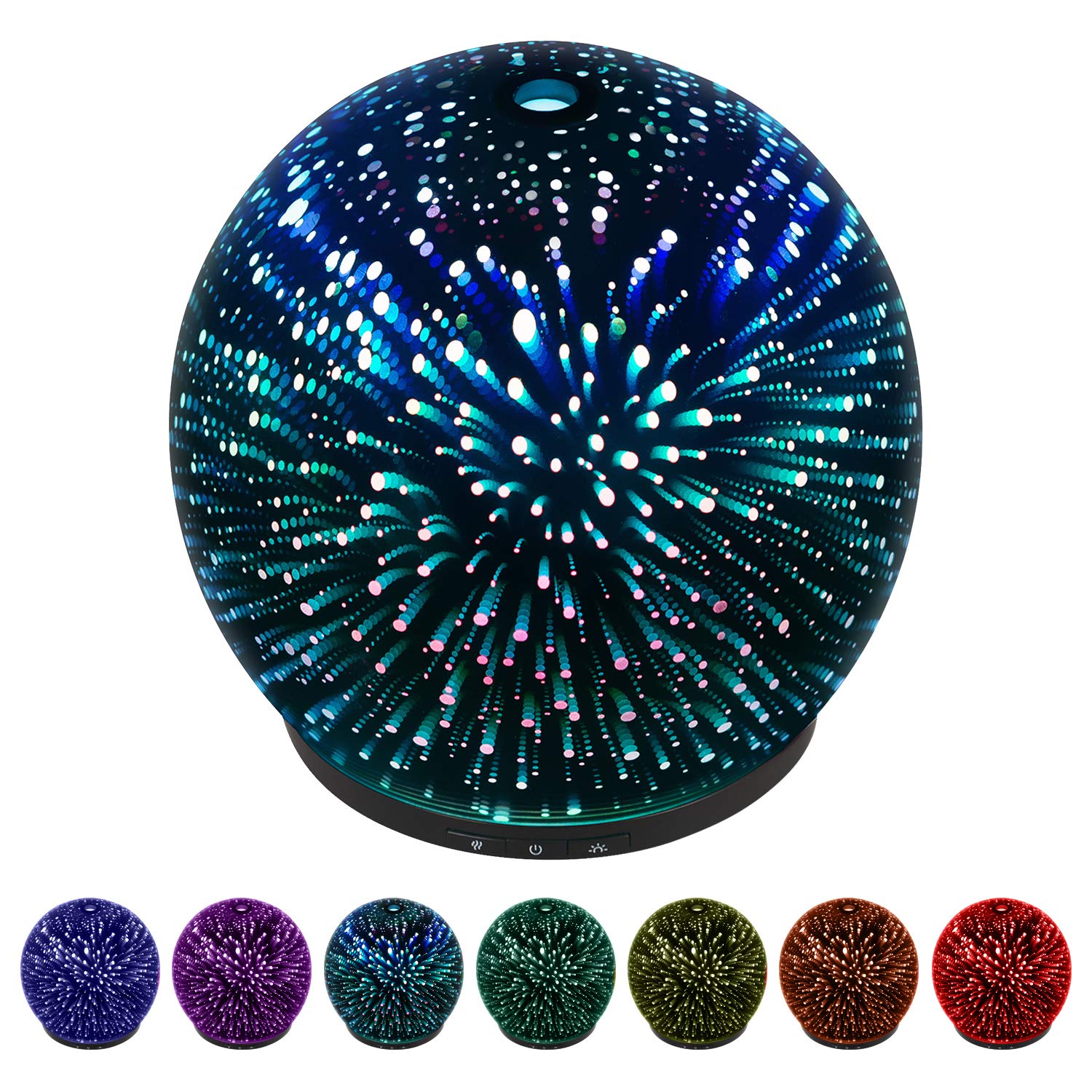 Eddax Aromatherapy Mist Diffuser With Auto Shut Off Function, 7 Colors LED Light & Large Water Tank - 3D Effect Night Light Aroma Humidifier For Home, Yoga, Bedroom, Gym