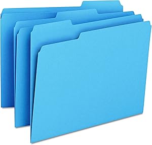 Smead File Folder, 1/3-Cut Tab, Letter Size, Blue, 100 per Box (12043)