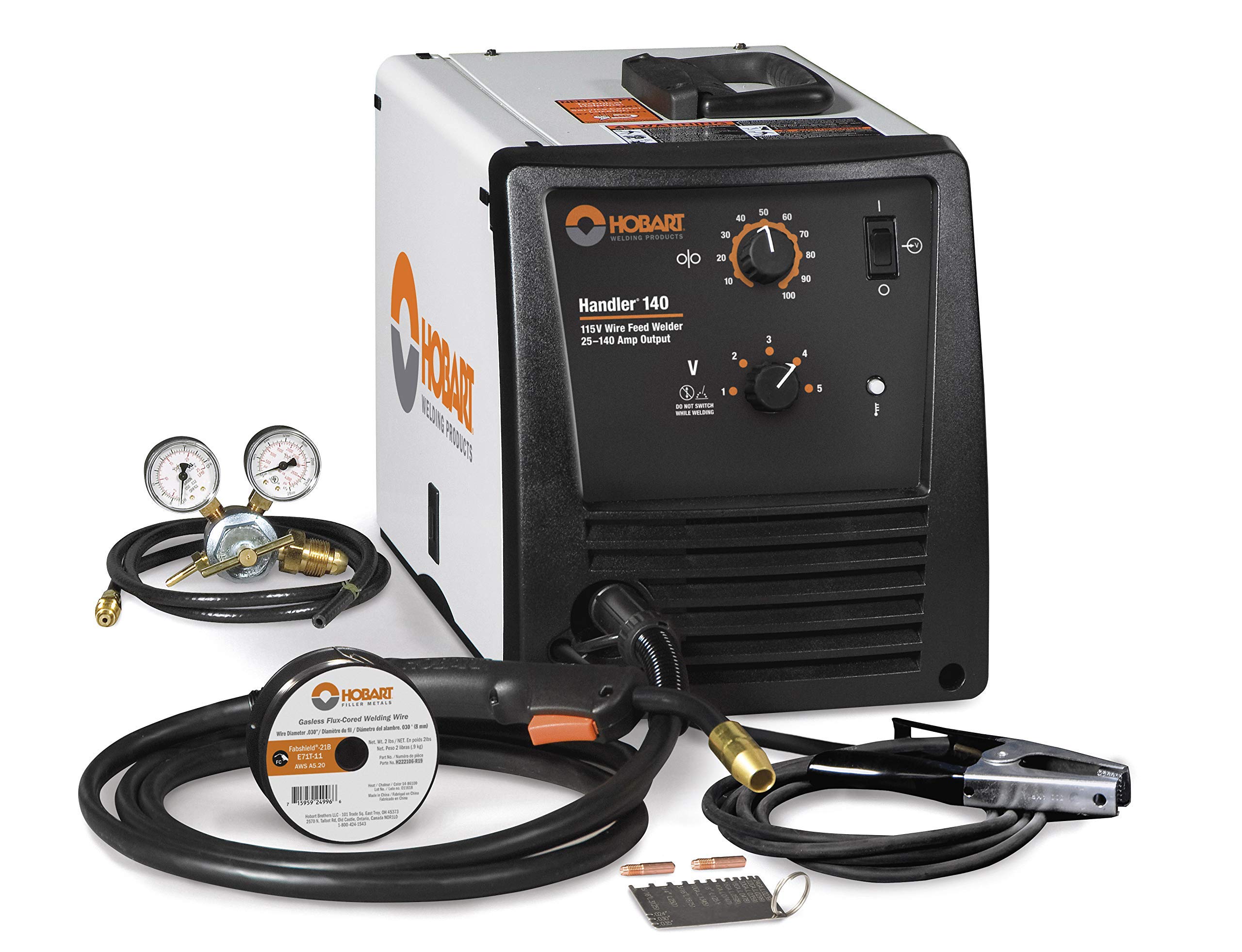 Photo 1 of Hobart Handler 140 MIG Welder 115V (500559 ) - Durable, Portable Wire Feed Welder Machine - Flux Core Welding Machine with Dual-Gauge Regulator - MIG Welding Machine Welds Up To 1/4 in. Mild Steel