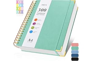 Spiral Notebook 8.5" x 11", 300 Numbered Pages Notebooks College Ruled with Contens, 100GSM Thick Journal for Women Men, Hard