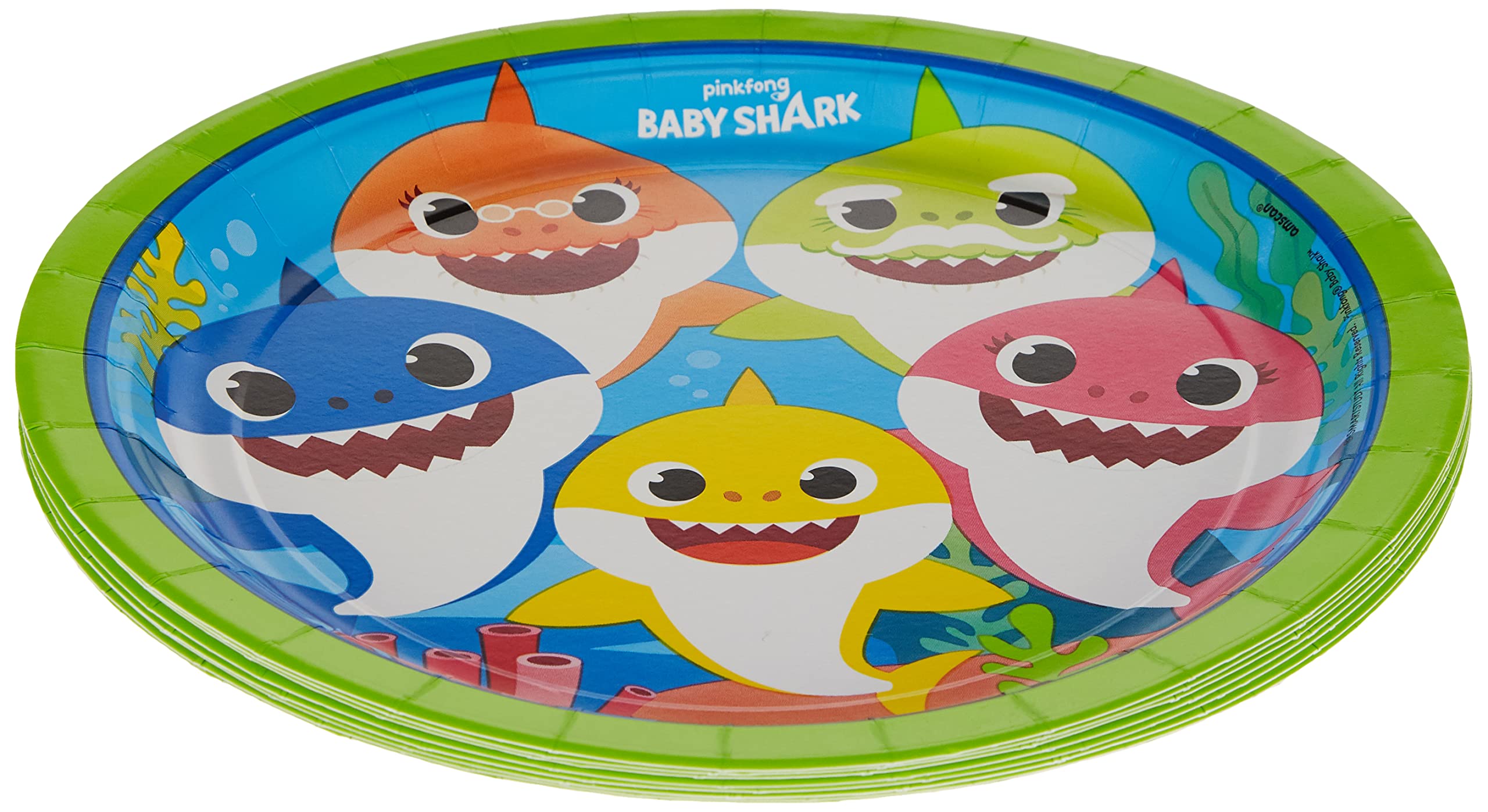 amscan 552527 - Baby Shark Paper Plates Kids Parties