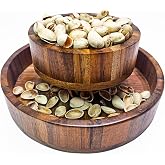 CasaRoots Acacia Wooden Pistachio Bowl with Shell Storage - Magnetic 2-in-1 Double Layer Snack &amp; Serving Nut Bowl for Pistachios, Peanuts &amp; Seeds - Gift for Nut Lovers