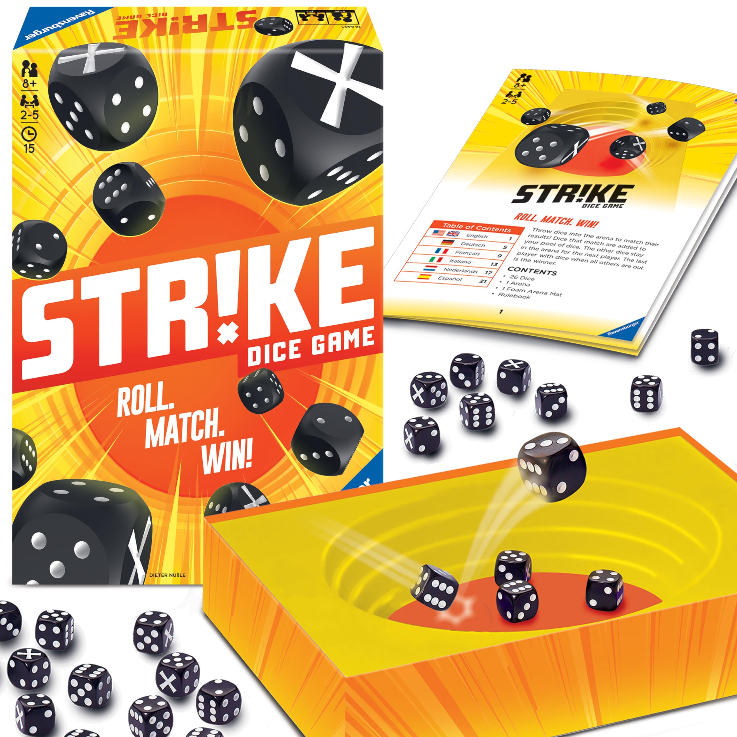 Ravensburger - Strike Dice Game, Spanish Version, Family Game, 25 Players, Recommended Age 8+, 26840