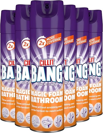 Cillit Bang Magic Foam Bathroom Cleaner 600ml Pack of 6 Powerful Formula