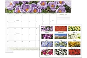 2024 AT-A-GLANCE® Panoramic Floral Monthly Desk Pad Calendar, 21-3/4" x 17", January To December 2024, 89805