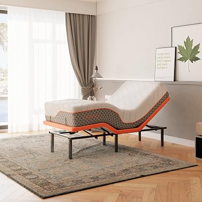 ESHINE Adjustable Bed Frame + 12" Hybrid Mattress Twin XL(Medium) - Luxury Gel Memory Foam, Massage, Wireless Remote, USB, Under Bed Night Light, Head and Foot Incline, 3000 Series