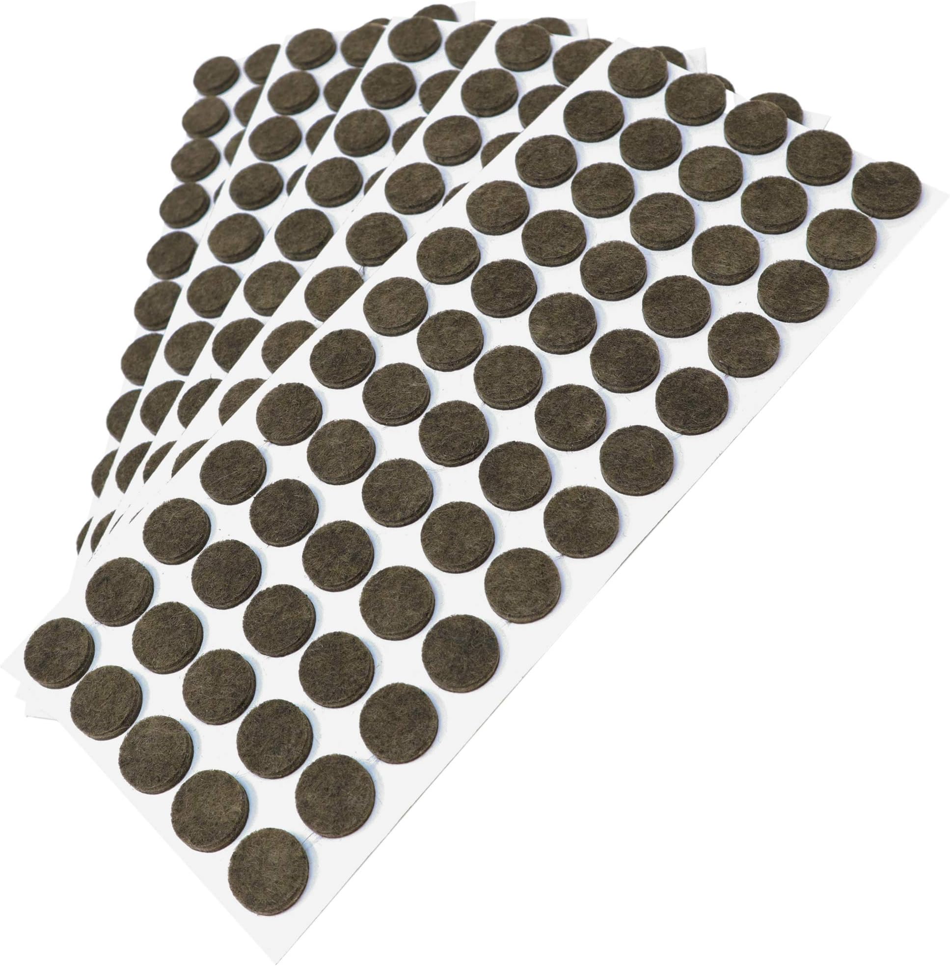 Adsamm® | 300 x self-Stick Felt Pads | Ø 0.55'' (Ø 14 mm) | Brown | Round | self-Adhesive Furniture Glides with Felt Thickness of 0.138''/3.5 mm in top-Quality