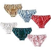 LingDooo 6Pairs Women Underwear Pure Silk Briefs Panties Lace String Soft Smooth Healthy Bikini Classic Underpants