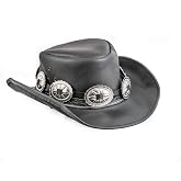 Concho Hat Band for Cowboy Hats, Steampunk Genuine Leather Slash Thrash Metal