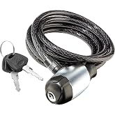 Schwinn Bike Cable Lock with Keys, 6 ft x 8 mm, Black, Durable Steel, Protective Vinyl Cover, Carrying Bracket for Transport, Anti Theft Protection, Bike Lock Cable for Security