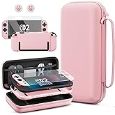PAWDIARY Pink Carrying Travel Case Compatible with Nintendo Switch 2 2025, with Cute-girly Hardshell PC Switch 2 Protective Cover Accessories Skin, HD Screen Protector and 2 Thumb Caps