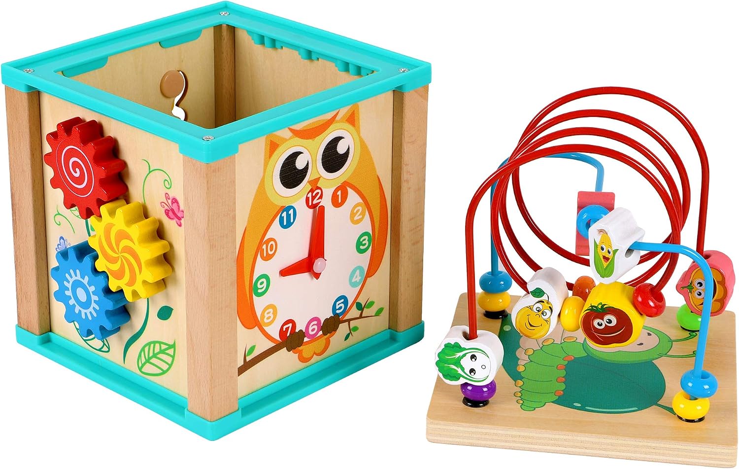 TOWO Wooden Activity Cube Beads Maze -5 activities in one Roller Coaster Beads Maze - Image 3