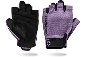 Harbinger Power Gloves 3.0 - Durable Half Finger Weightlifting Gloves with Adjustable Wrist Closure, Breathable Leather Palm, Small, Women's