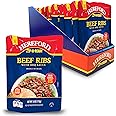 Hereford Beef Ribs with BBQ Sauce | Shelf Stable | Fully Cooked | Ready-to-Eat | Beef Raised with No Added Hormones | 12g of Protein per Serving | 6oz per Pouch (Case of 12)