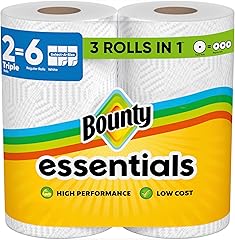 Bounty Essentials Select-A-Size Paper Towels, White, 2 Triple Rolls = 6 Regular Rolls (Packaging May Vary)