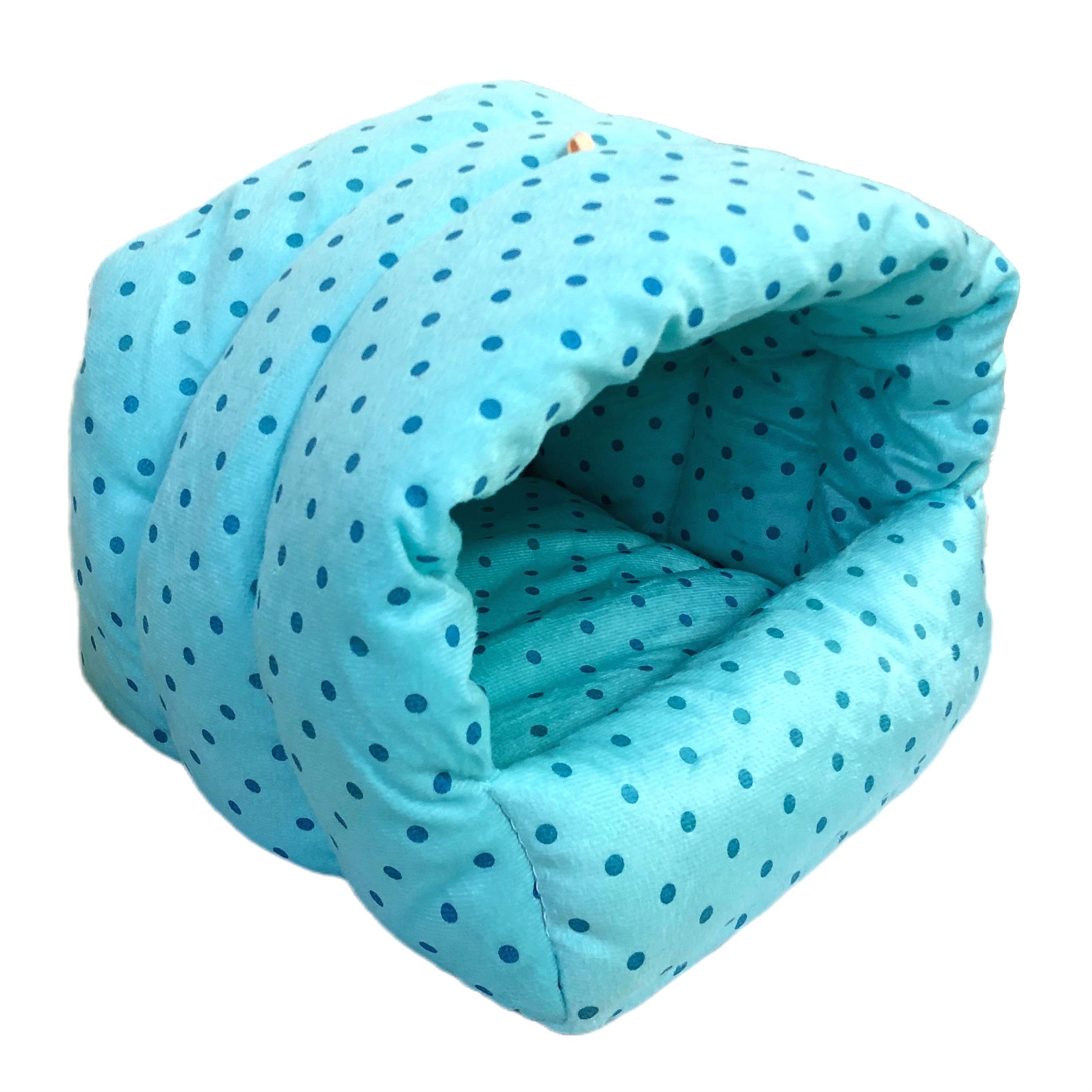 WOWOWMEOW Guinea-Pigs Bed,Hamster Bed,Small Animals Warm Hanging Cage Cave Bed (L, Dot- Blue)