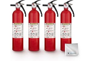 Kidde FA110 Multipurpose Fire Extinguishers 4 Pack - Red, (Rating 1-A:10-B:C) Includes Wholesalehome Cleaning Cloth