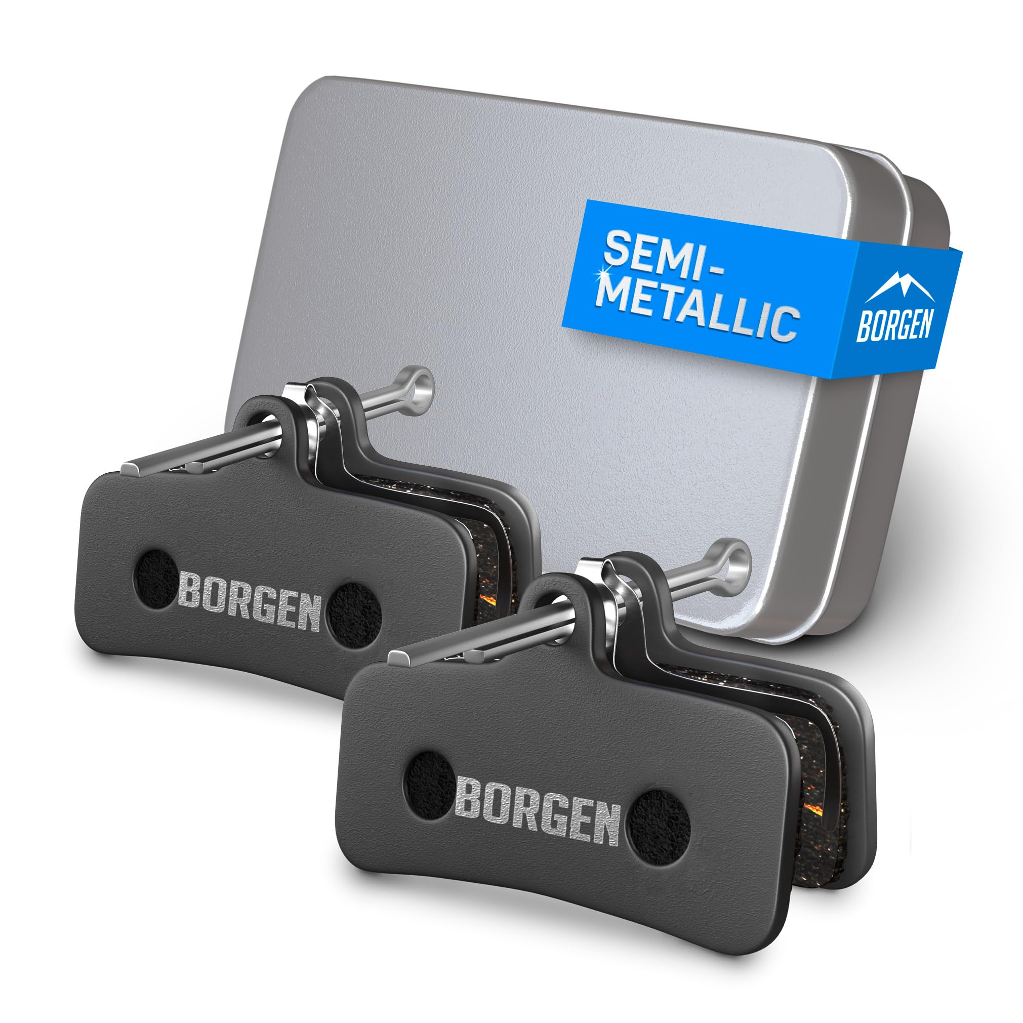 Borgen 2 Pairs of Bicycle Disc Brake Pads - Suitable for Saint BR-M810, ZEE, SLX BR-M7120, XT8020, Slate T4 - Semi-Metallic Compatible with Shimano D03S Brake Pads