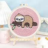 JSRQT Punch Needle Kit for Beginners Sloth Pattern Embroidery Starter Craft Set view 2