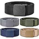 UNGGJKB Tactical Men's Nylon Belts,5 Pack Mens Belts Casual，Military Canvas Outdoor Metal-free Belts
