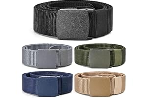UNGGJKB Tactical Men's Nylon Belts,5 Pack Mens Belts Casual，Military Canvas Outdoor Metal-free Belts